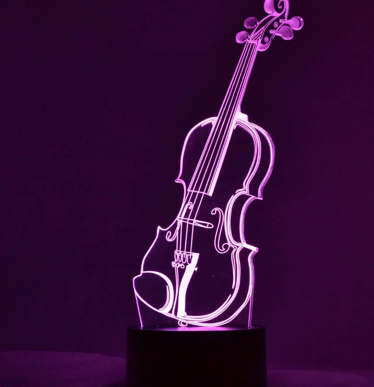Violin shaped 3D optical illusion light with seven changing light colors